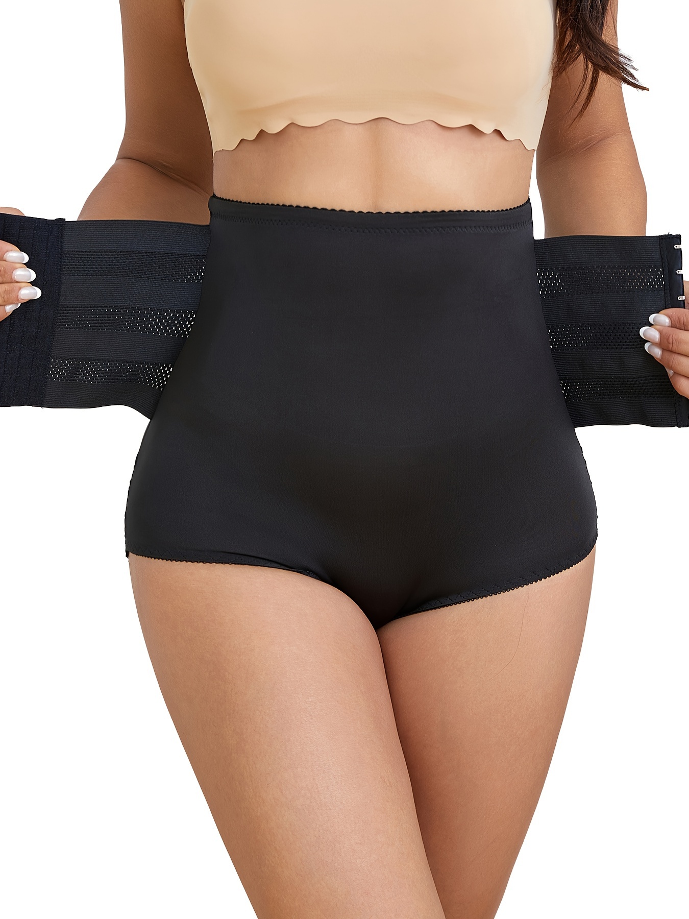 Abdominal Tuck Pants for Women, Waist-tightening and Hip-lifting Corset with Lace Trim, Triangle Buckle Reinforcement, Belly Reduction and High-waisted Shapewear