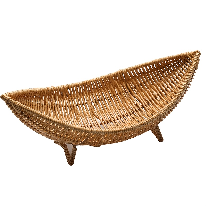 TEMU Rattan Boat-shaped Skincare Storage Basket