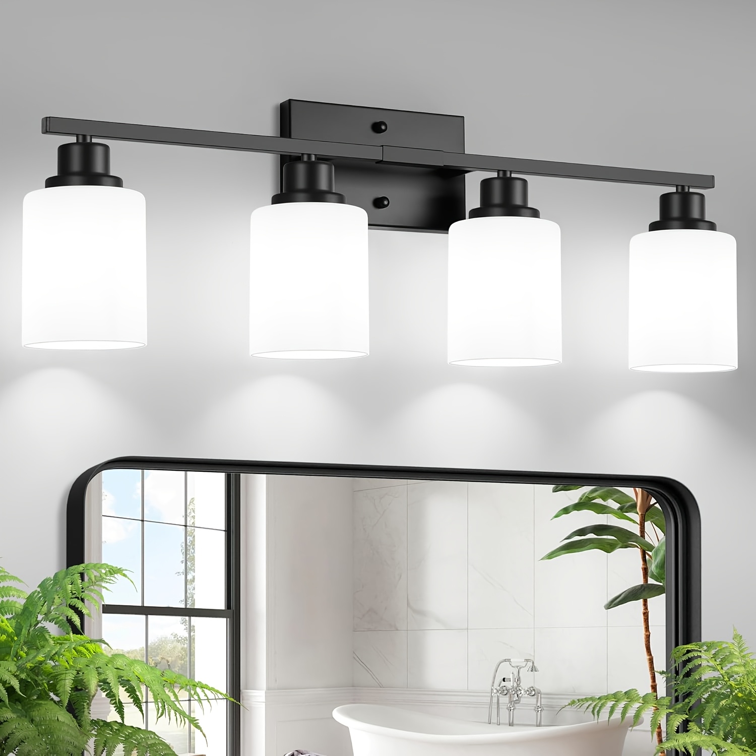 TEMU 4-lamp Bathroom Vanity Lamps, Bedroom Living Room Matte Black/ Brushed Nickel/ Golden Vanity Wall Lamp Lighting, Modern Vanity Lamp With Creamy