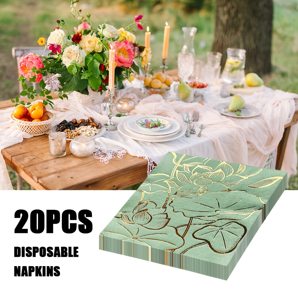 

20pcs Elegant For Lotus Disposable Napkins, 13x13 Inches - Parties & Restaurants