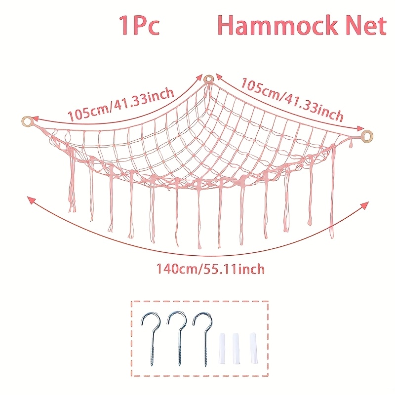 Image of 1pc, Pink Wall Corner Mesh Net, Hanging Stuffed Clothes Organizer, Happy Birthday Party Hanging Decoration, Shower Party Supplies, Home Wall Socks Shoes Hammock Net, Party Storage Hanging Bag