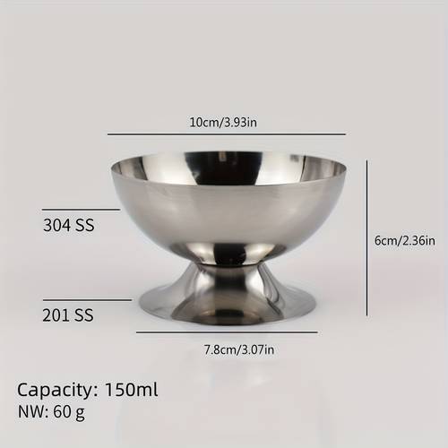 vintage style 1pc 304 stainless steel footed dessert cup multifunctional ice cream bowl for coffee shops home parties restaurants pudding yogurt cocktails