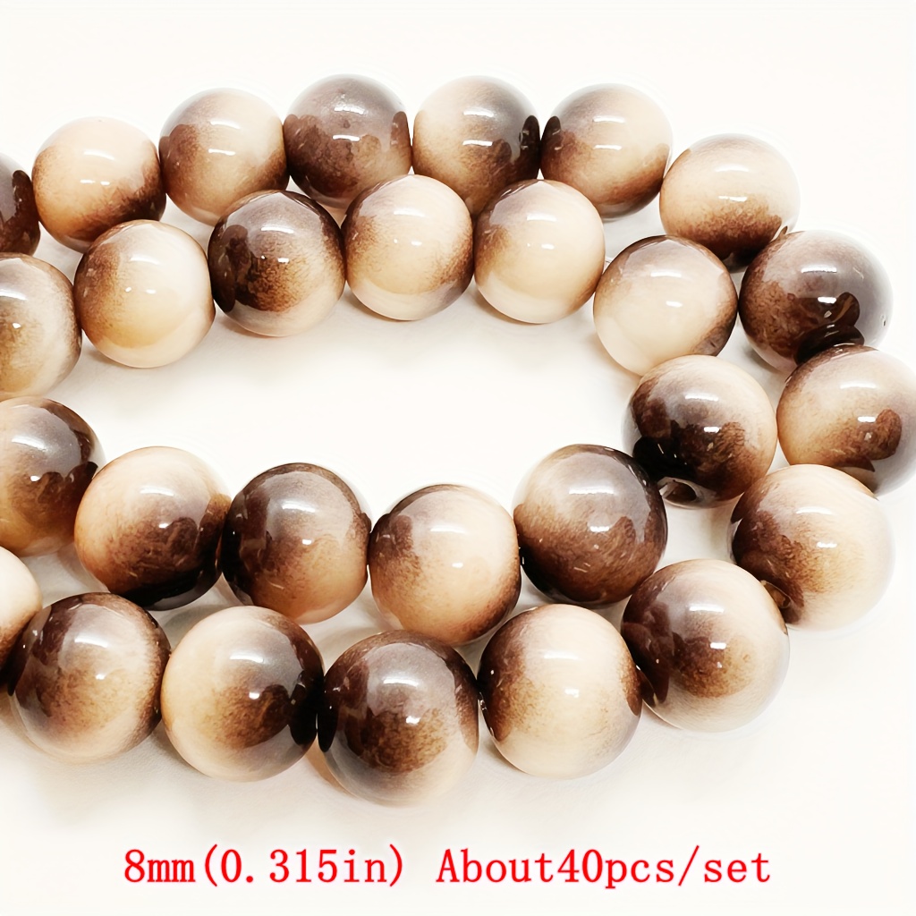 E-shop 40/30 Stk. 8mm/10mm Glatte Runde Glasperlen in Tigerauge-Optik – für DIY-Armband, Halskette, Ohrring, Perlenarbeiten, Festdekoration,