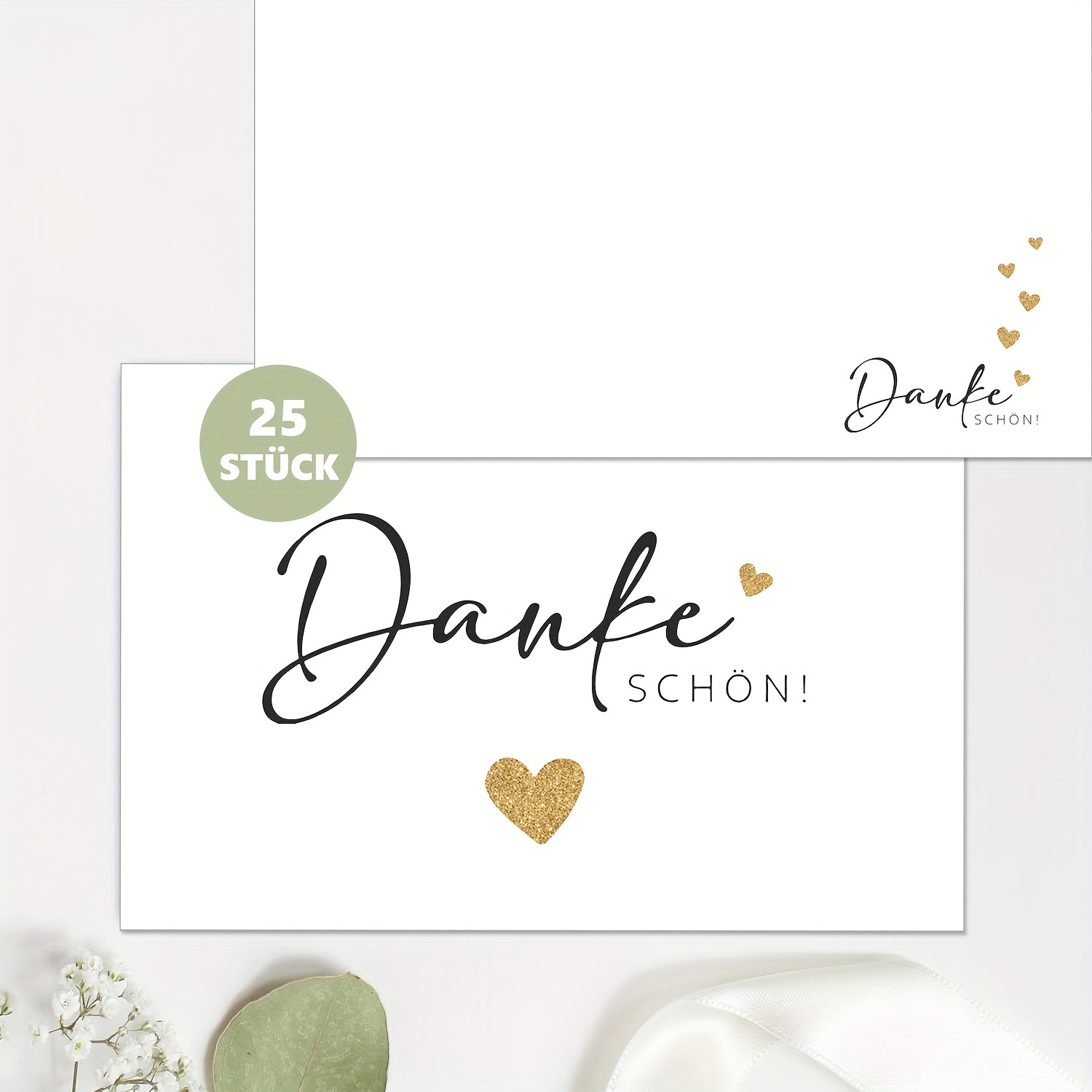 

25pcs Elegant Thank You Cards For Weddings, Birthdays, Baptisms & More - 6x4 Inch German Text Postcards