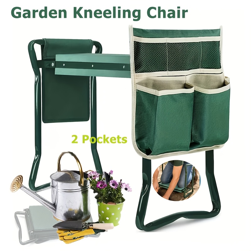 Garden Kneeler Seat With 2 Pockets, Thick Padding Gardening Stool, Portable Tool Bag, Folding Gardening Stool With Tool Organize
