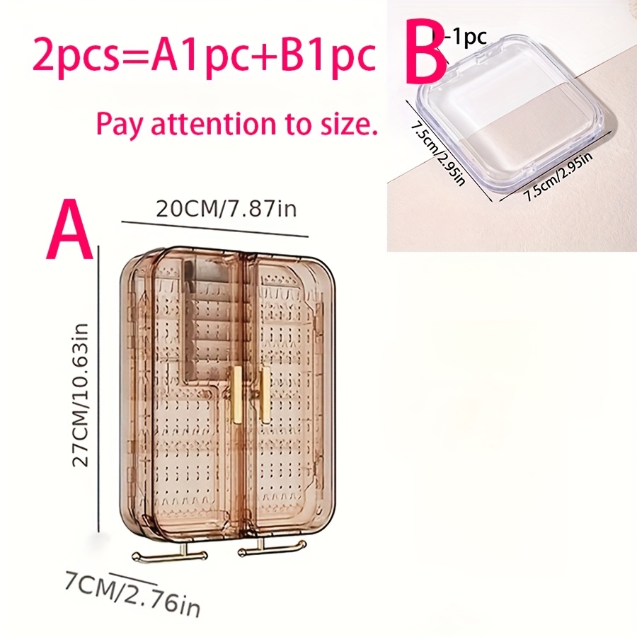 2pcs wall mounted jewelry organizer clear acrylic display case with no tool hanging earring necklace holder modern bathroom bedroom decor space saving jewelry tower for vanity closet earring holder sleek jewelry holder clear acrylic case jewelry organizer for bathroom Product details 5