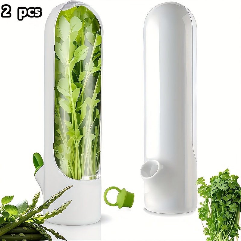 TEMU 1/2pcs Vegetables Preservation Pod Preservation Vegetables Freshcoriander Container Suitable For Refrigerator, Herbpreservation, For Mint