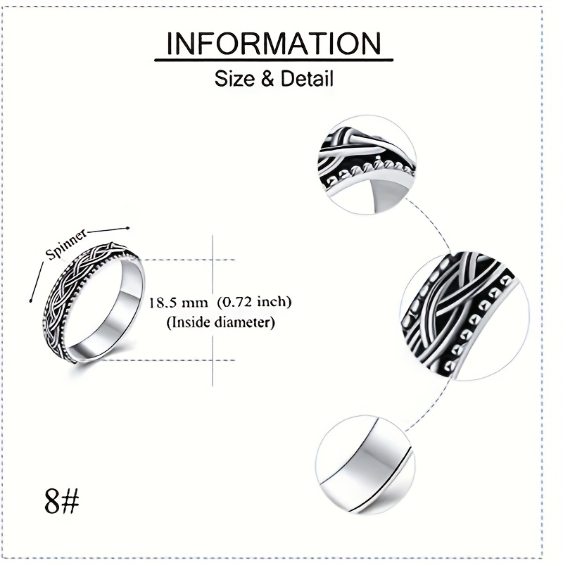 Celtic Knot Spinner Ring, Sterling Silver Fidget Band for Women