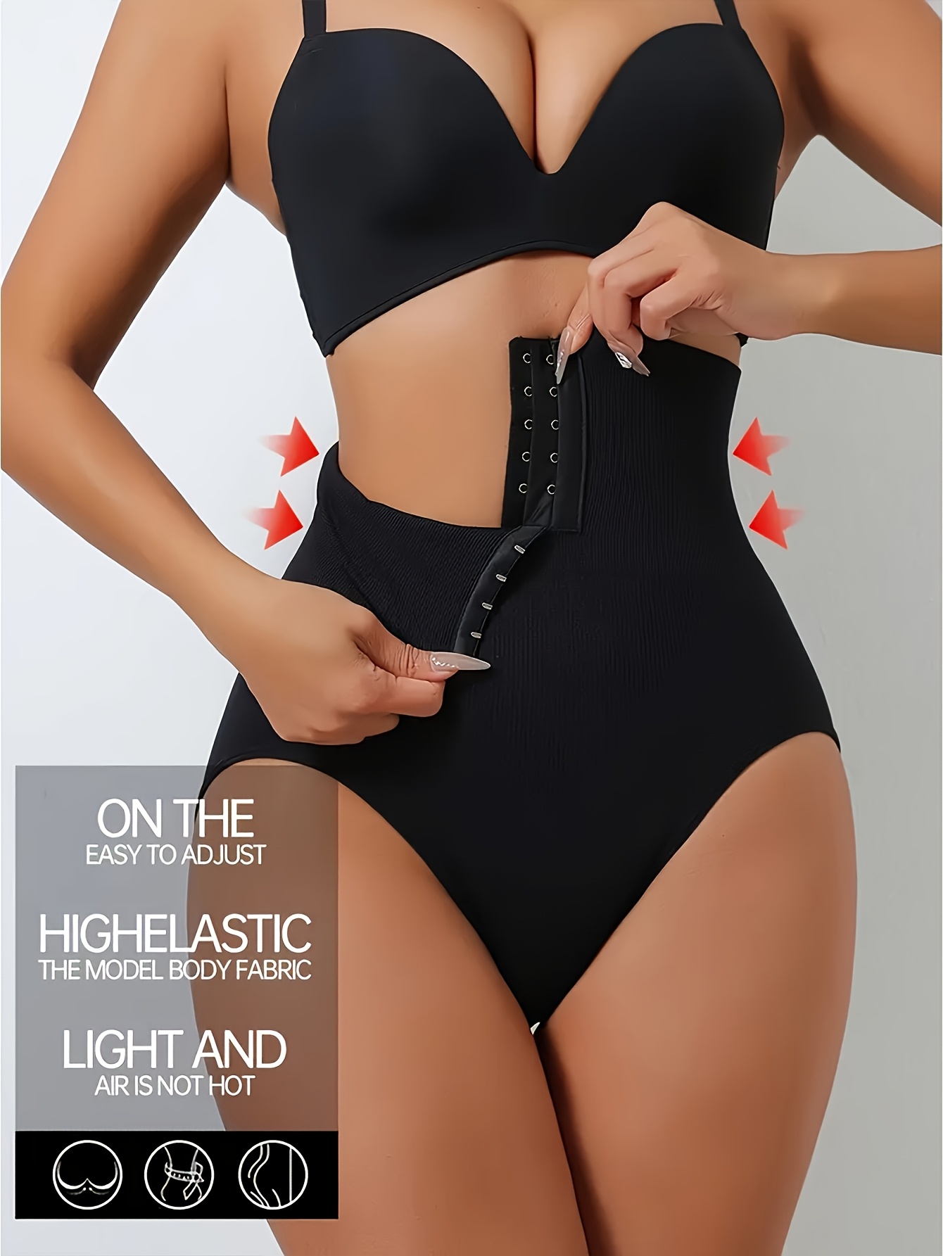 1pc Women'S High-Waist Shaping Shorts Solid Color Knit Fabric Front Closure Postpartum Hip Lift and Tummy Tuck Lightweight Breathable Elegant Women'S Shapewear and Underwear Suitable for Sports Fitness Yoga