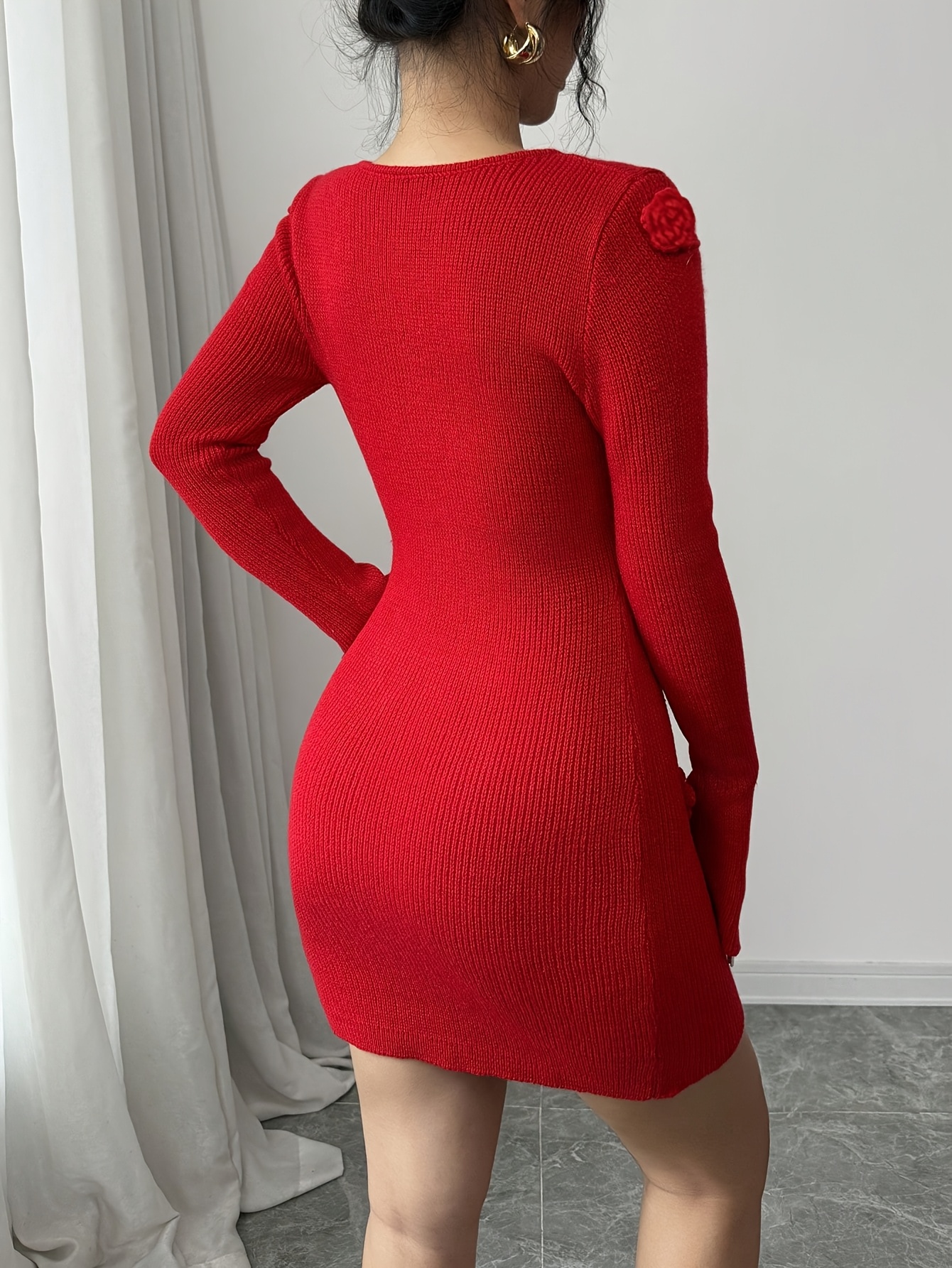 form fitting crochet knit women sweater dress - Temu Mauritius