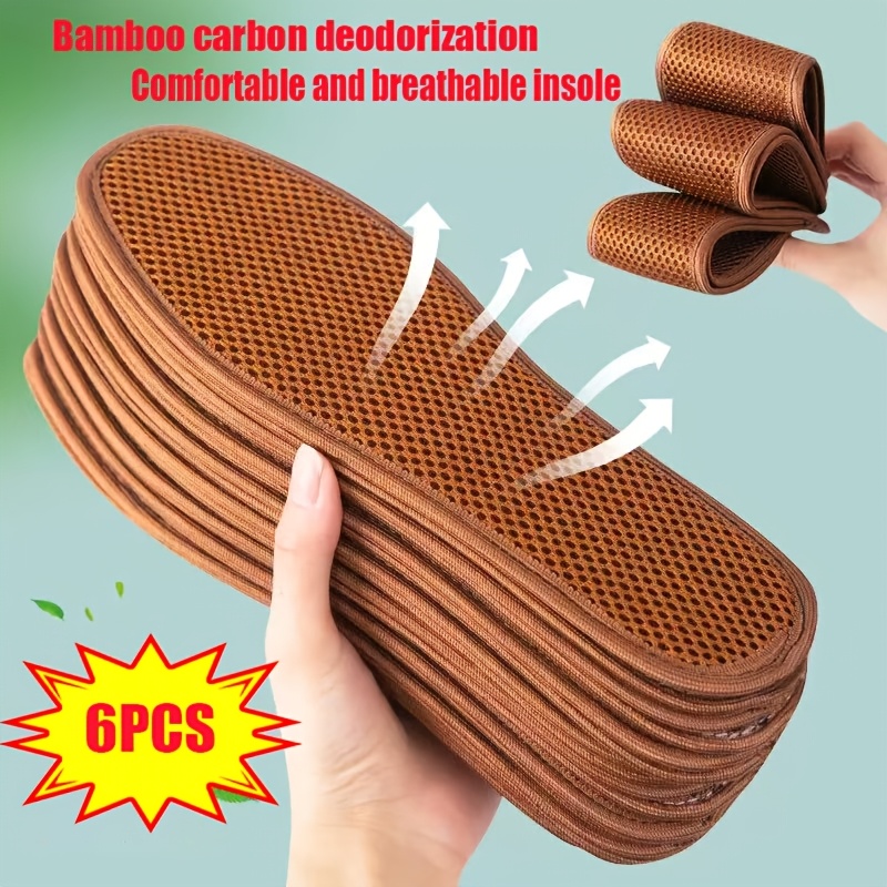 E-shop 6 Stk. neue Sommer-Schuheinlagen aus Bambuskohle-Mesh, schweißabsorbierend, atmungsaktiv bequem, Unisex-Sporteinlagen, Mesh-Design verhindert