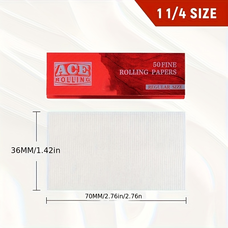 size cigarette rolling papers a packaged in