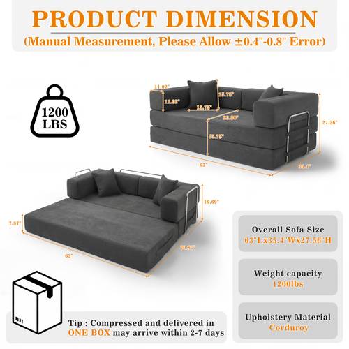 foldable sofa bed 160cm foldable floor sofa compressible convertible sofa bed with memory foam pillows backrests and armrests 5 in 1 sofa room ideal for apartments and hotels