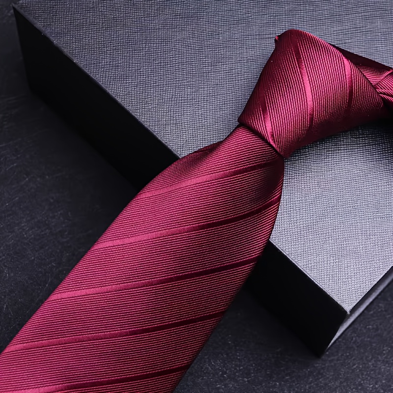 TEMU Cravate à Rayures pour Homme, Cravate Élégante pour Tenue Business Casual, 8 cm, Professionnelle pour Mariage et Événements