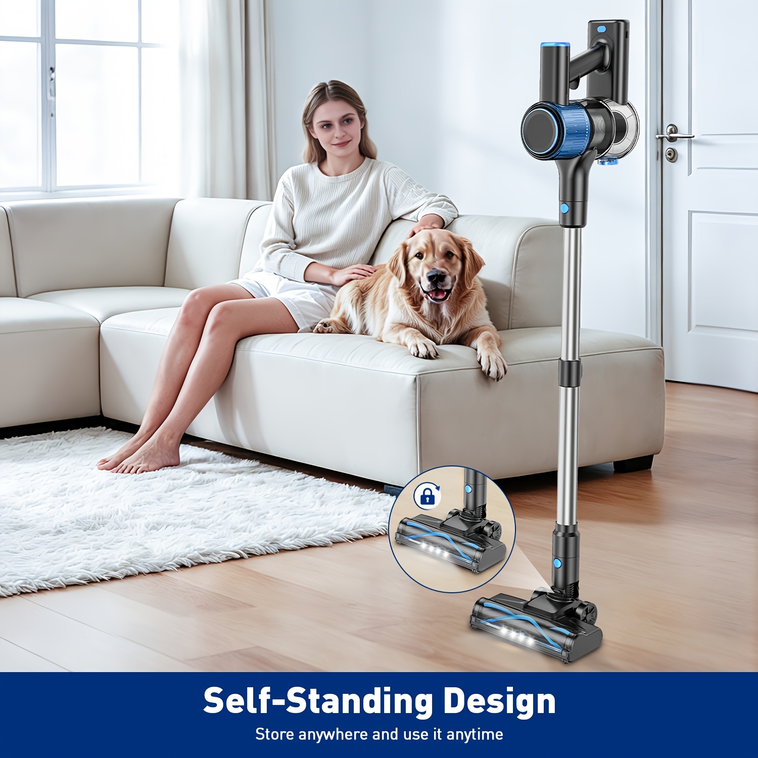 Cordless Vacuum Cleaner with Anti-Tangle Floor Brush