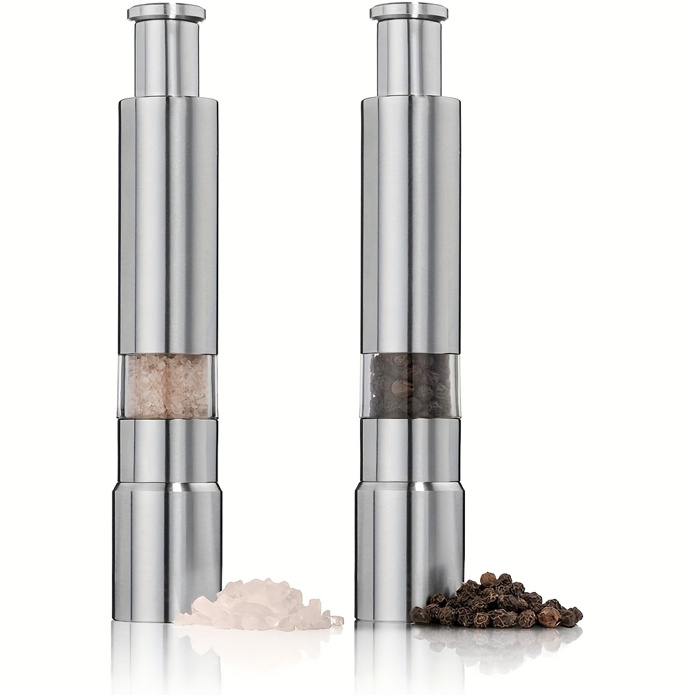 Image of 2pcs Stainless Steel Grinders, 5.91-inch Portable Manual Pepper Salt Mills, Design, Outdoor Travel Holiday Gift Compact Grinders, Christmas Gift