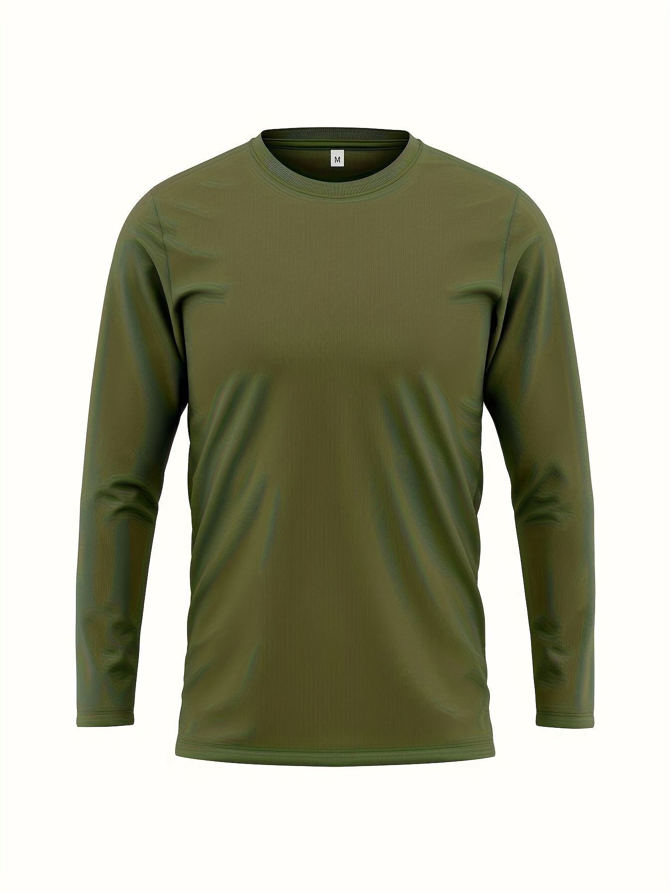 *'s Long Sleeve T-Shirt Solid Color, Crew Neck for Fitness Casual  Wear, for Autumn, Spring