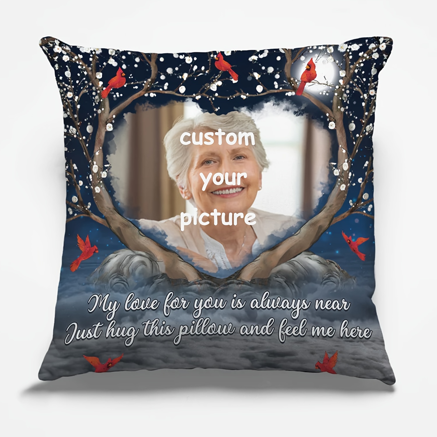 

1pc, (customized)short Plush Decor Single Sided Printing 18x18 Inch Memorial Personalized Custom Pillow Sympathy Gift For Family Members (no Pillow Core)
