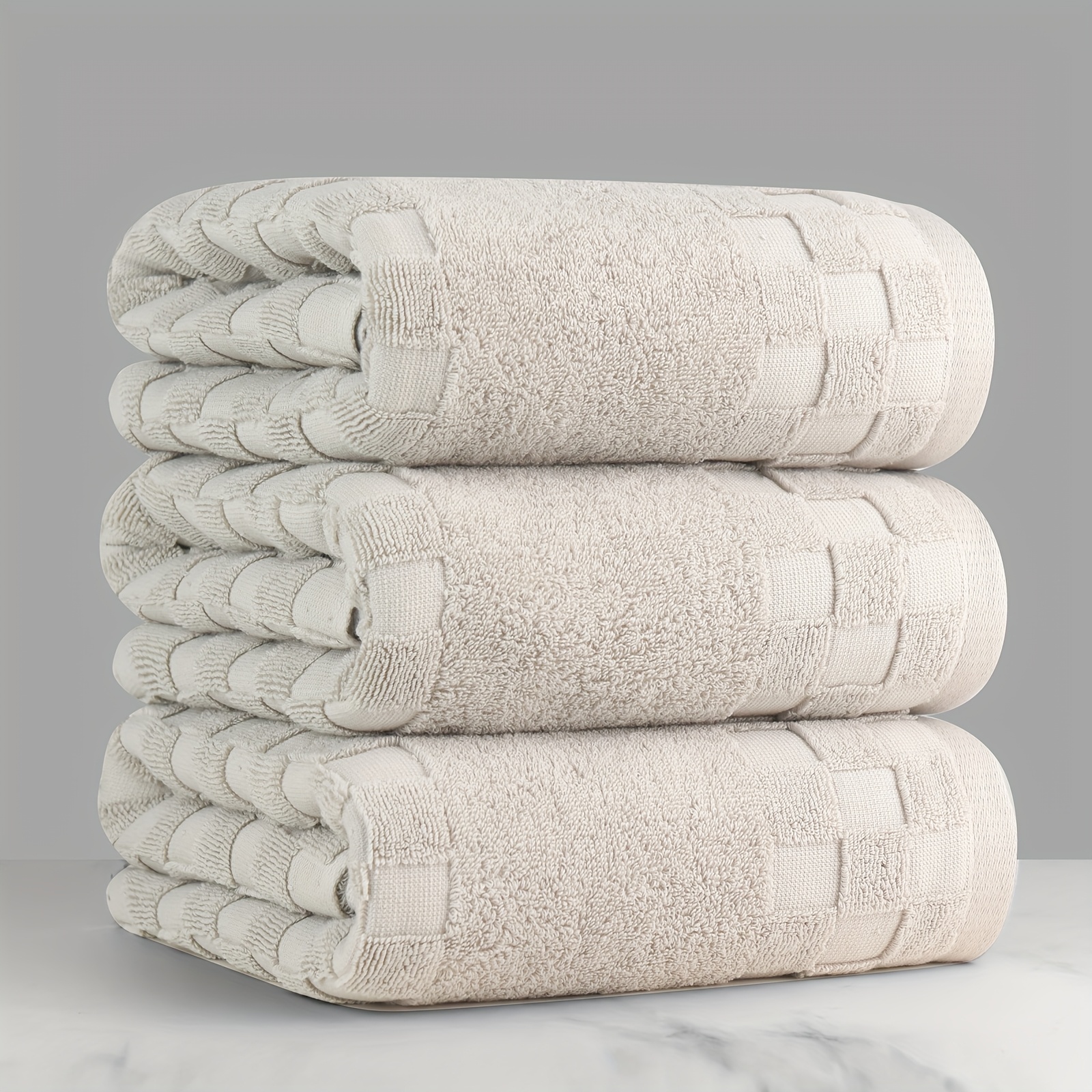 Image of Diaojia 3pcs Waffle Bath Towel Set, Lightweight And Quick Absorbent Soft And Quick Dry Bathroom Products Bath Towel 400gsm Size 70x140cm Bath Towel Color