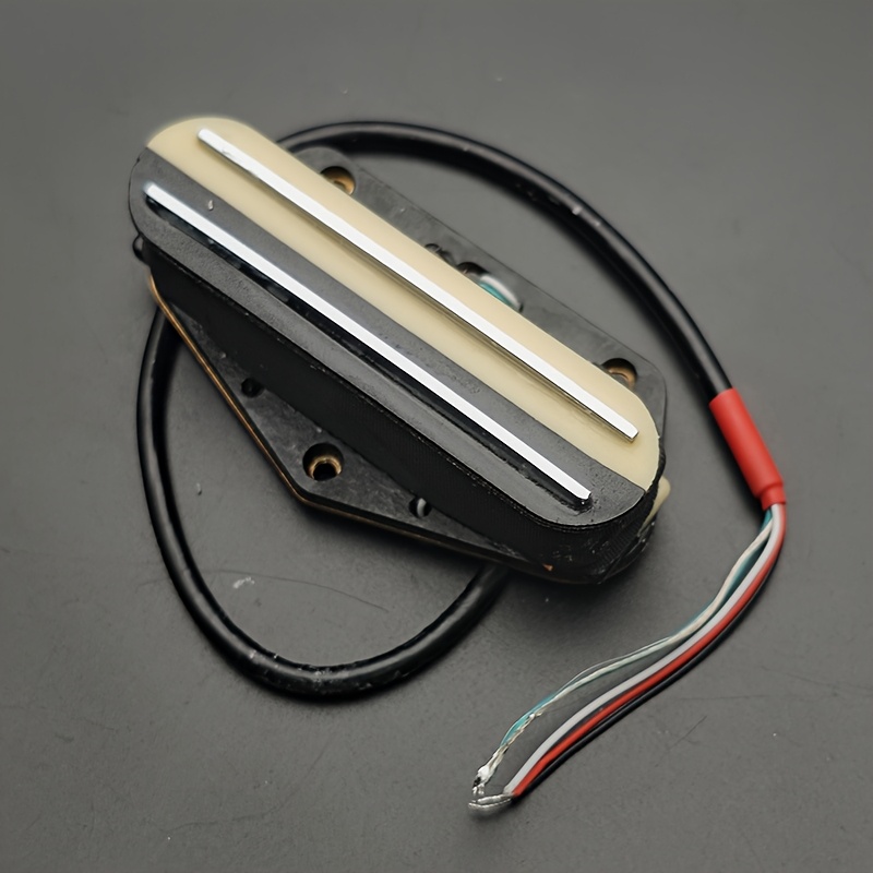 TL Guitar Bridge Double Coil Pickup - Dual Coil Design, Black & White Metal Construction, 4-Pin Wiring (Red/Black/Blue/White), Includes Mounting Screws for Electric Guitar & Bass, Guitar Pickup, Sleek Metallic Finish, Robust Construction