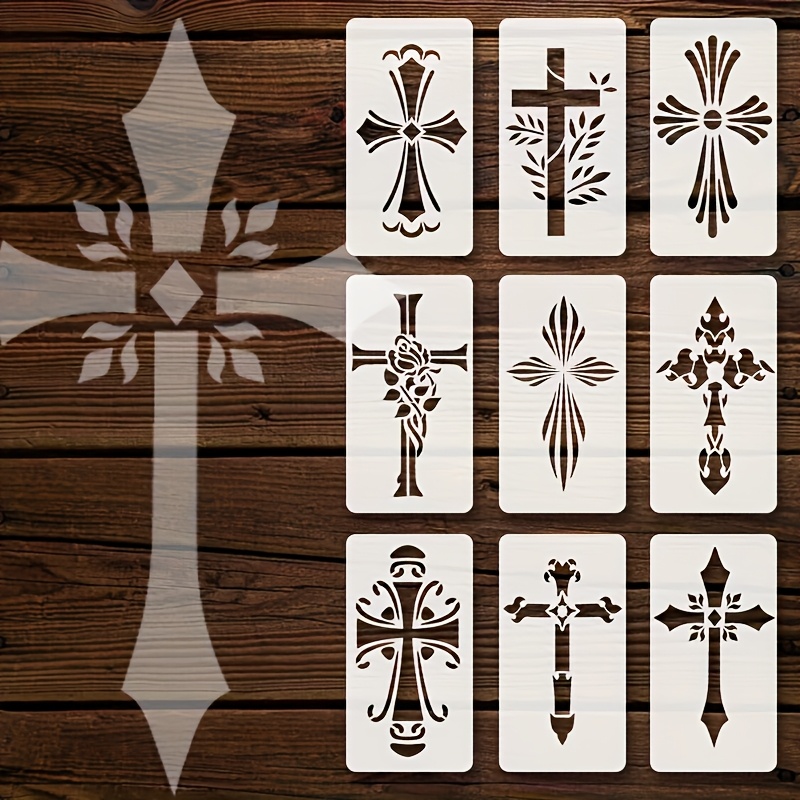 9pcs Pattern Painting Template Spray Painting Template Reusable Graffiti Decoration Spray Painting Template, Spray Painting