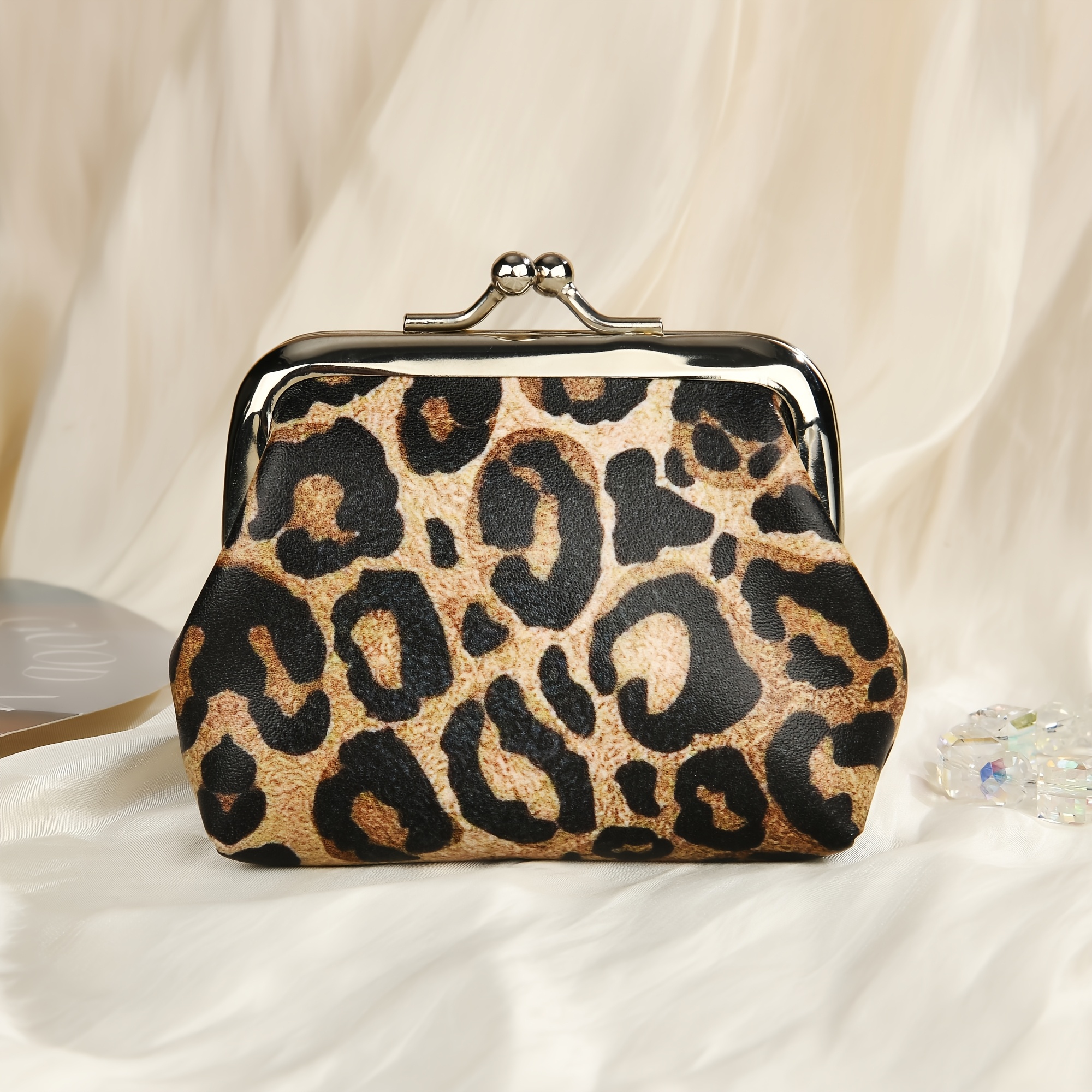 Image of 1pc, Fashion Leopard Print Coin Purse, Women' Pouch, Compact Pu Storage Bag For , Lipstick, Cables & Small Items - Hand Or , Coin Storage Bag | Leopard Print Wallet | Durable