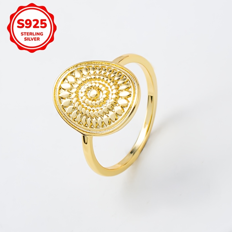 Sunflower Pattern 925 Sterling Silver Vintage Style Ring