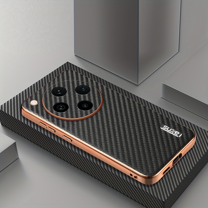 TEMU Phone Case: Suitable For Oppo Find X8/x8 Fiber Pattern Phone Case, Electroplated Frame, All-inclusive Lens, Ultra-thin, Fashionable, Light