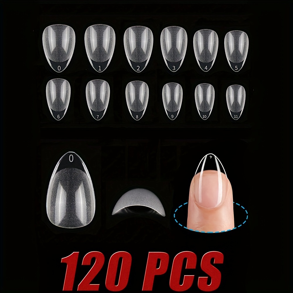 

120 Pcs Almond Shaped Short Nail Tips - Preformed Soft Gel Acrylic Nail Extensions, Full Cover Half Matte Transparent Almond Nail Tips For Nail Enhancement, Glossy Finish Clear On Nails