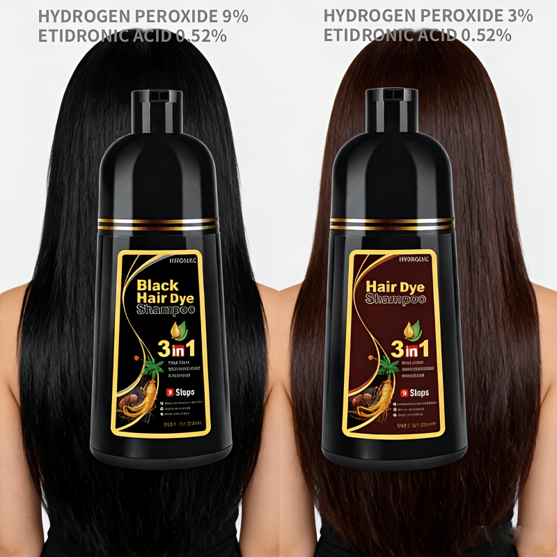 Image of 2pcs 500ml Hair Dyeing Shampoo, Beard Dyeing, Cleaning, Hair Care, Hair Dyeing, 3-in-1, Ginger, Polygonum Multiflorum And Other Herbal Ingredients, , For , Men And Women Can Use