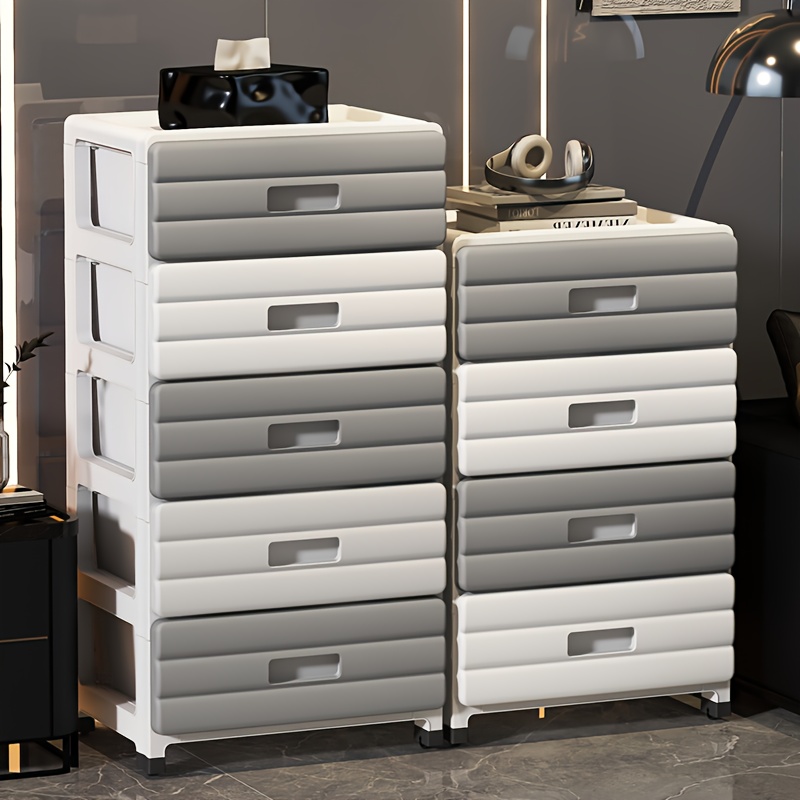 изображение предмета органайзер-шкаф для хранения с 5 ящиками, минималистичный , легкой роскоши, прочный полипропилен, 13.77 дюймов, плавно выдвижные ящики для спальни, ванной комнаты, офиса, организация для одежды, нижнего белья, игрушек, закусок, книг, с верхней полкой, блоки ящиков для хранения