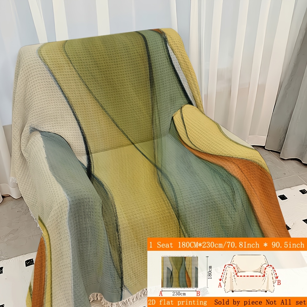 TEMU 1pc Modern Waffle Weave Sofa Cover With Tassels - Fit Suitable For Single To Four-seater Sofas, 1pc Sofa Protector Cushion Cover,