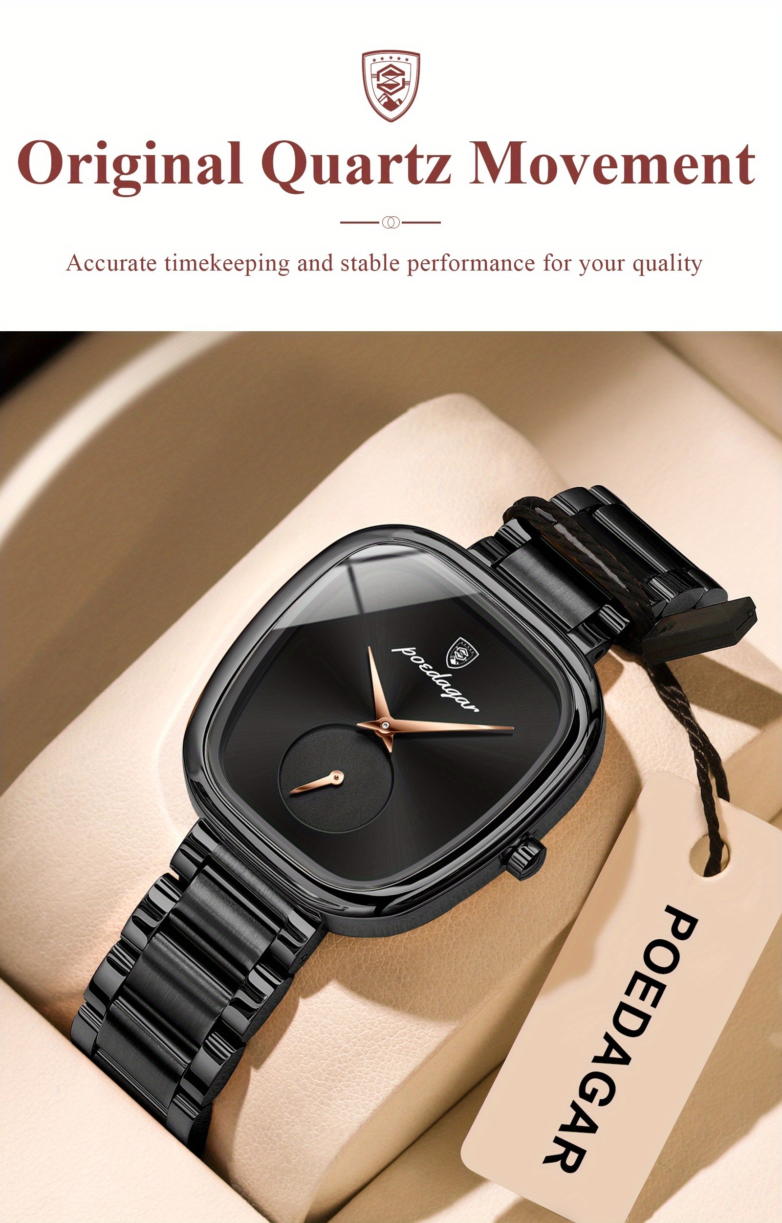 POEDAGAR Ultra-thin Stainless Steel Square Waterproof Quartz Wristwatch | Elegant and Exquisite Korean Style, Fashionable Luxury Ladies Watch with Non-rechargeable Battery