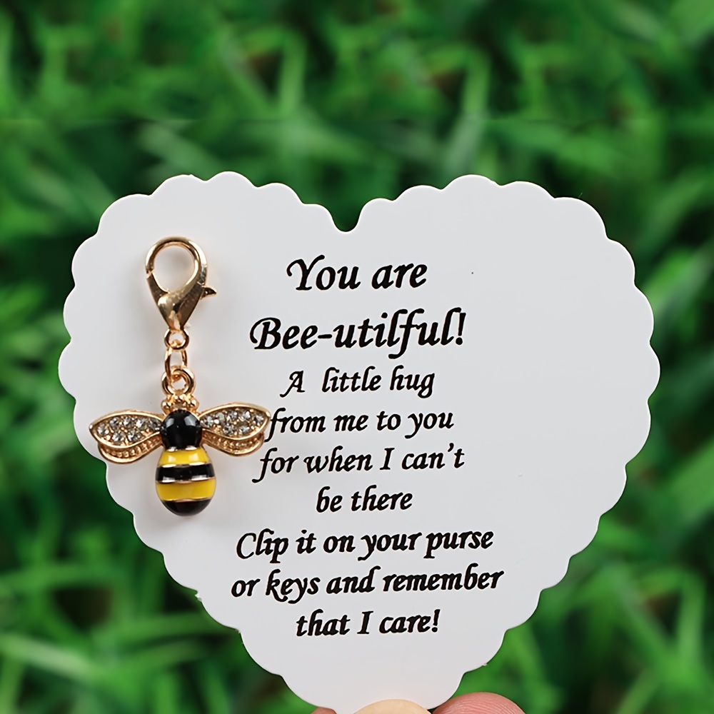 

Bee-loved Pocket Hug Keychain - 1pc Alloy Bee Charm With Lobster Clasp For Purse Or Keys - Valentine's Day Friendship Cheer Gift For Women, Girlfriend, Mother