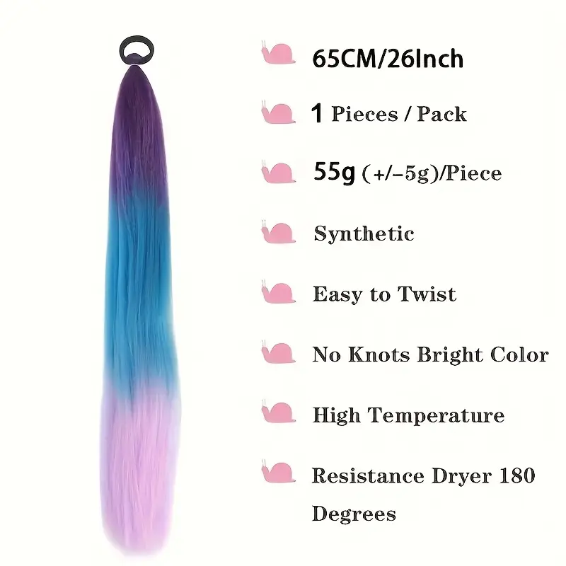 2pcs 26 inch diy ponytail hair extensions for braided hair extensions heat resistant synthetic braided hair for women hair accessories details 1