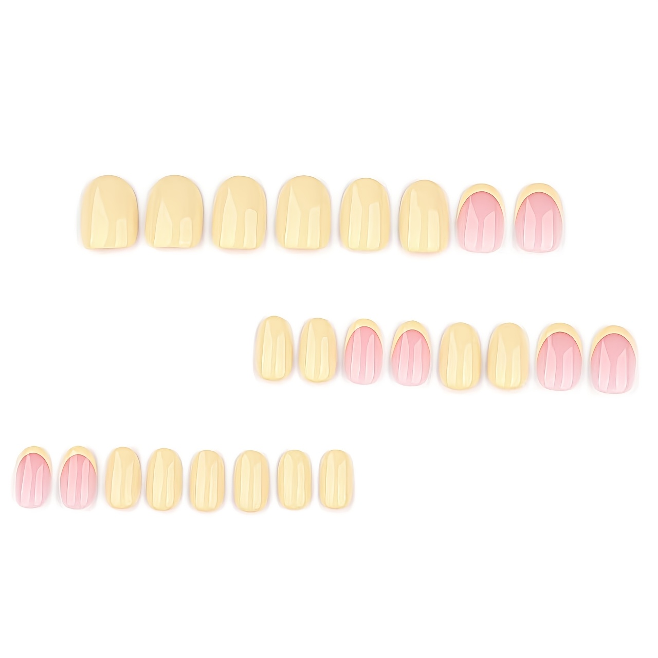 TEMU 24pcs Easy And Elegant Yellow -on Nails, Short Round Fake Nails, Nail Art Supplies. Suitable For Students And Office Workers For Daily Wear,