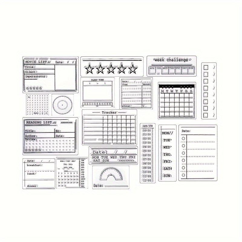 

1pc Planner Stamp For Scrapbooking & Card Making - Pvc, Includes Monthly & Weekly Layouts, Time Management Tools, And More - , Scrapbooking Supplies