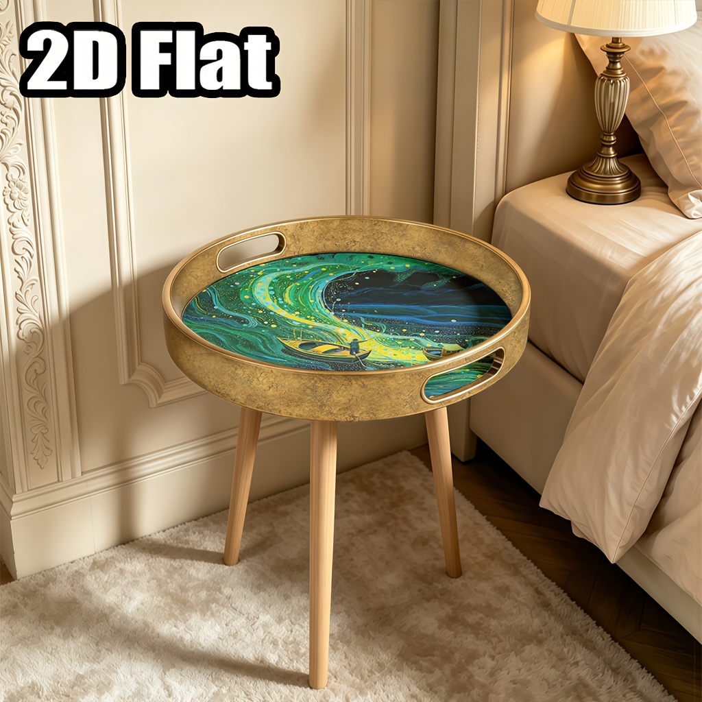 Polygonal Modern Minimalist Table with Boat Painting