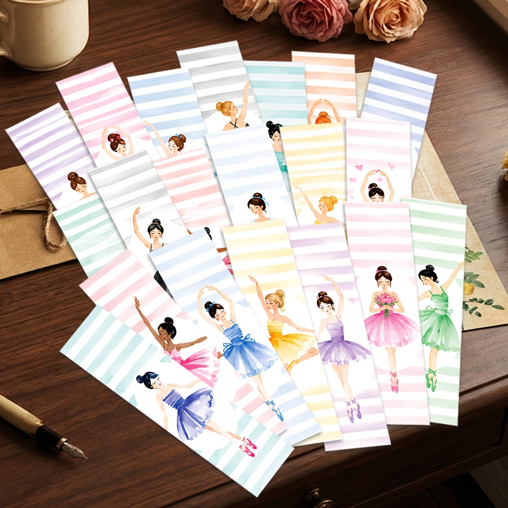 TEMU Set di 20 segnalibri morbidi rosa e bianche con ballerina, personaggio dei animati, squisiti, forniture scolastiche, forniture e accessori per