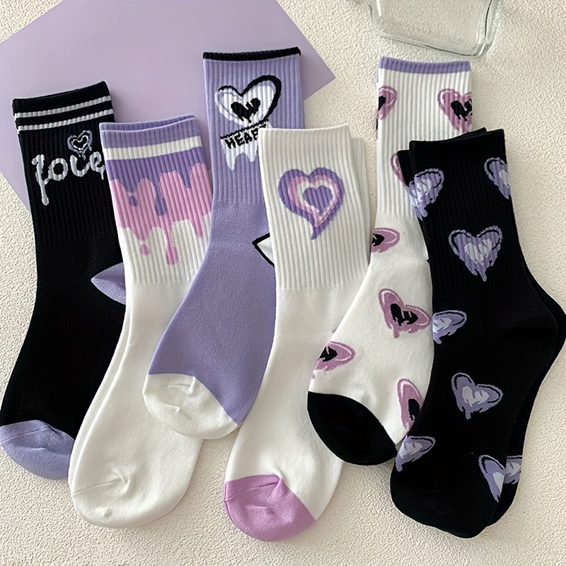 

5 Pairs & Letter Socks, Trendy & Mid Tube Socks For Fall & Winter, Women's Stockings & Hosiery