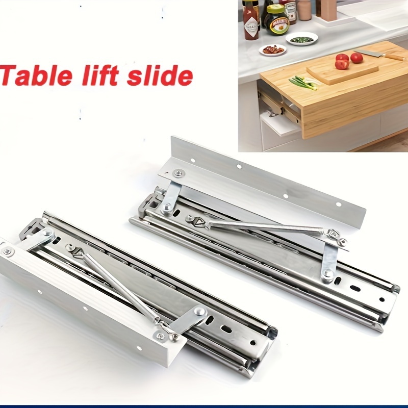 

A Pair Of Tabletop Invisible Rails With Side Mounted Extension And Extended Sliding Rails, Jumping Platform, Lifting Dining Table, , Heavy-duty