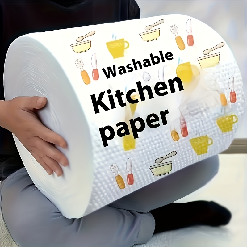 

1 Roll Of Reusable Kitchen Paper Towels - 400 Sheets, Lightweight Pet Knit Fabric, Vegetable Theme, Dual Wet/dry Use For Cleaning, Ideal For Home & Outdoor