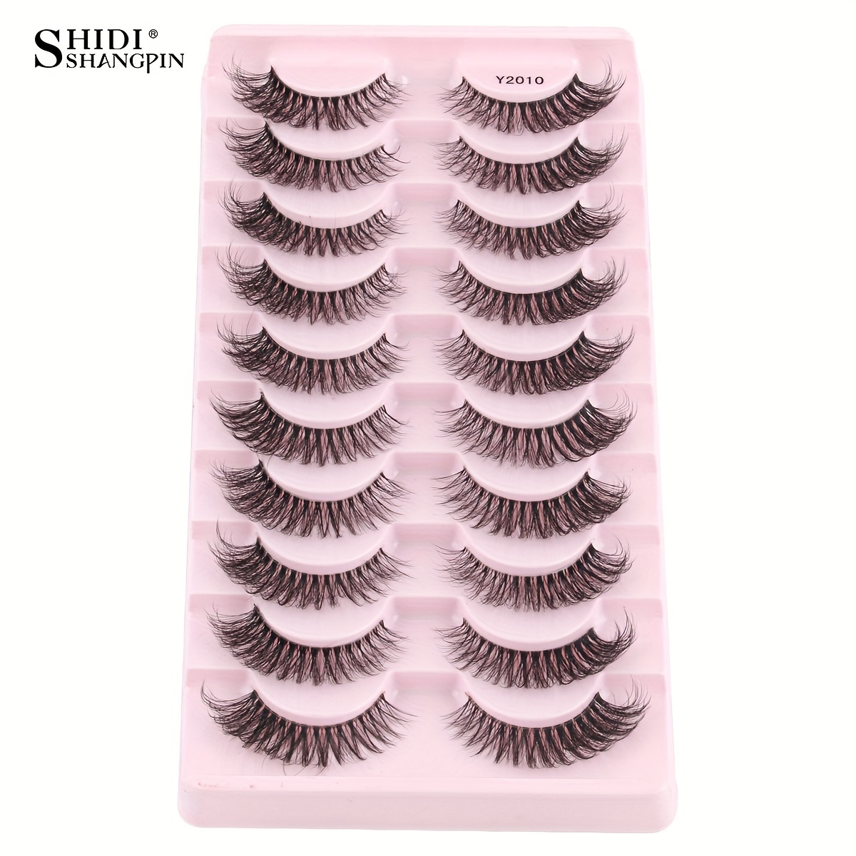 Image of A Box Of 10 Pairs Of Full Strip False Eyelashes That And Thin Out At The Outer Corners, Reusable 3d Simulated Mink Fur Eyelashes
