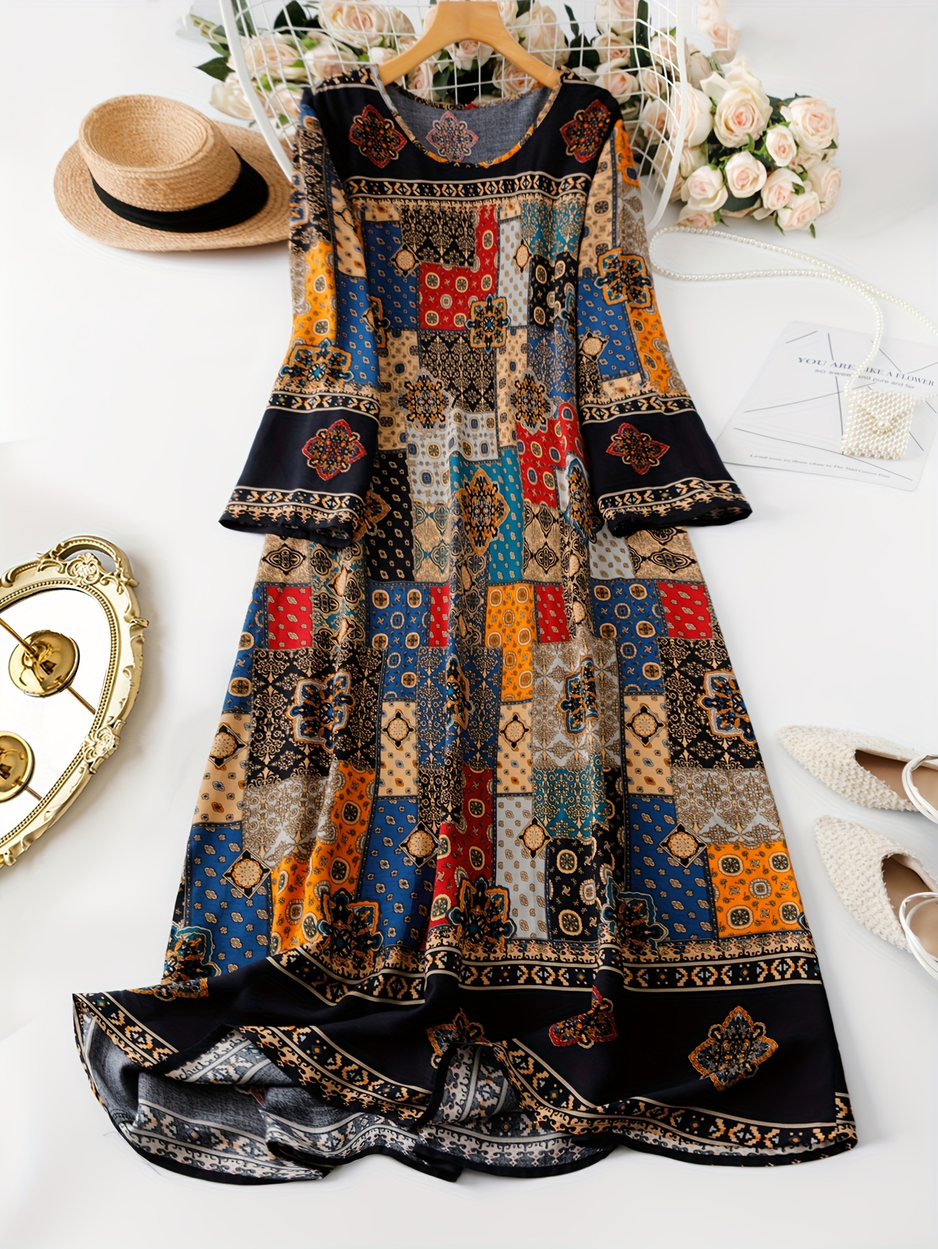 long floral green dress Zapakasa Women Green Floral A-Line Applique Prom Dress Corset Lace-Up Back  Evening Dress with Slit