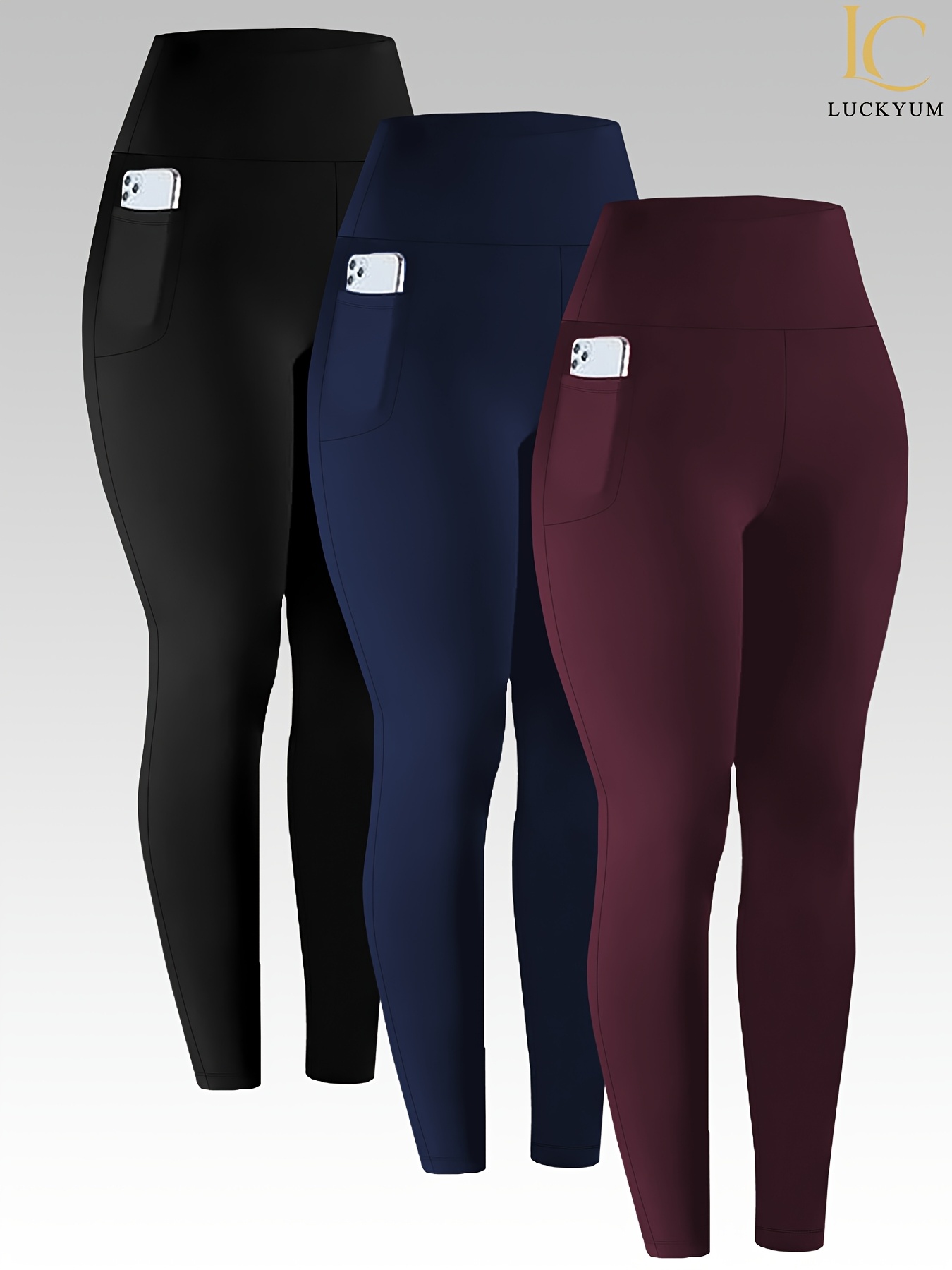 3 Pack Leggings Super Macias com Bolsos para Mulheres