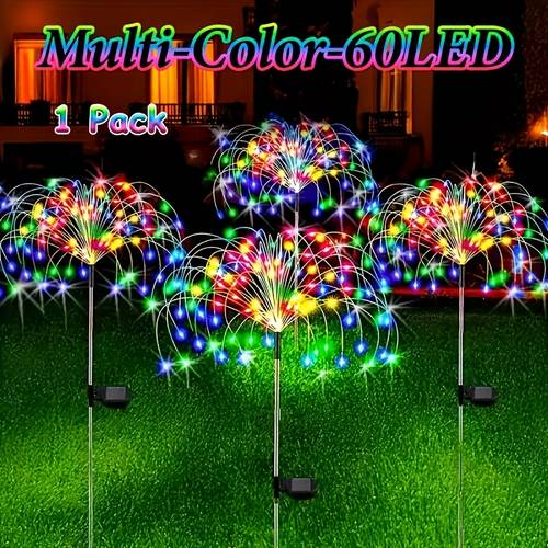 6lı paket 480 led, 4lü paket 320/240 led, 1li paket - 60 ledli dış mekan solar fişek işıkları, dış mekan aydınlatma çim işıkları, bahçe işıkları, 8 yanıp sönen işık modlu hikaye işıkları veranda, yürüyüş yolu, peyzaj aydınlatması için (çok renkli, sıcak )