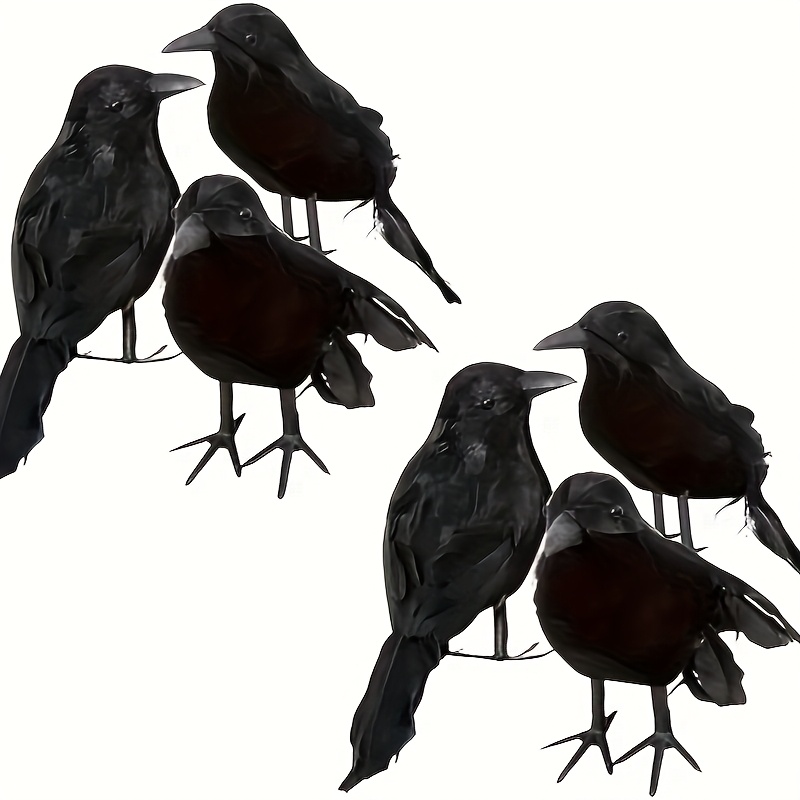 6pcs realistic   lifelike touch   foam filled fabric halloween decorations handmade artificial feather texture for indoor outdoor spooky party props home decor
