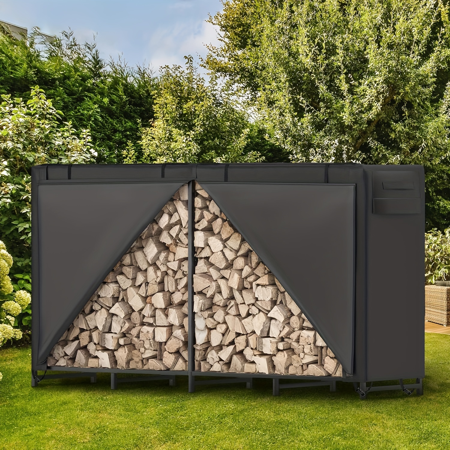 

96*24*42inch 8 Feet Firewood Rack Cover, Waterproof Oxford Log Rack Cover, Outdoor Windproof Tear-resistant