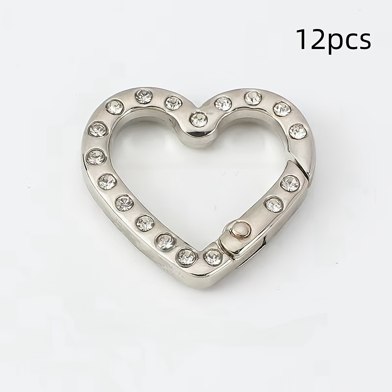 Image of Set Of 12 Heart-shaped Keychain Hooks, Ideal For Women's Additions, Bag Chains, And Dog Leashes