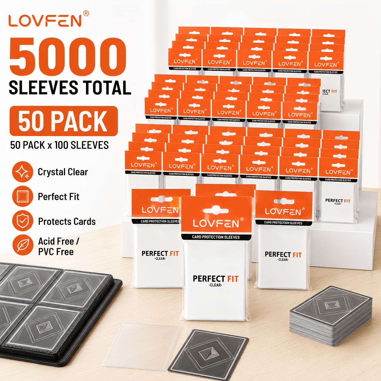 Image of Lovfen 5000pcs Cross-border Transparent Soft Trading Card Sleeves For Baseball, Sports, Football, Mtg Game Cards